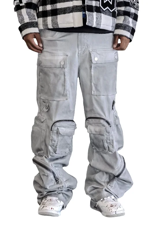 Men's Y2k Wide Fit Utility Cargo Baggy Denim PantsReflective Pants