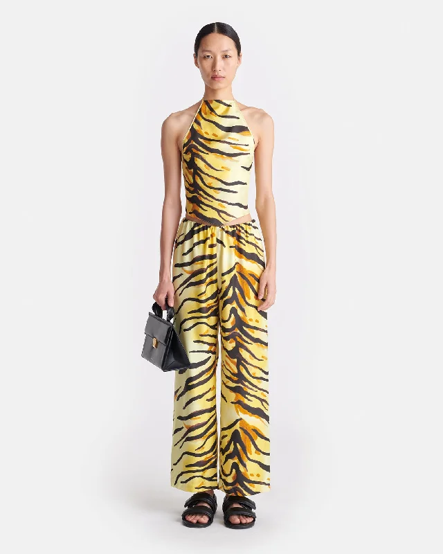 Brenda - Printed Silk Twill Pants - TigerPegged Pants