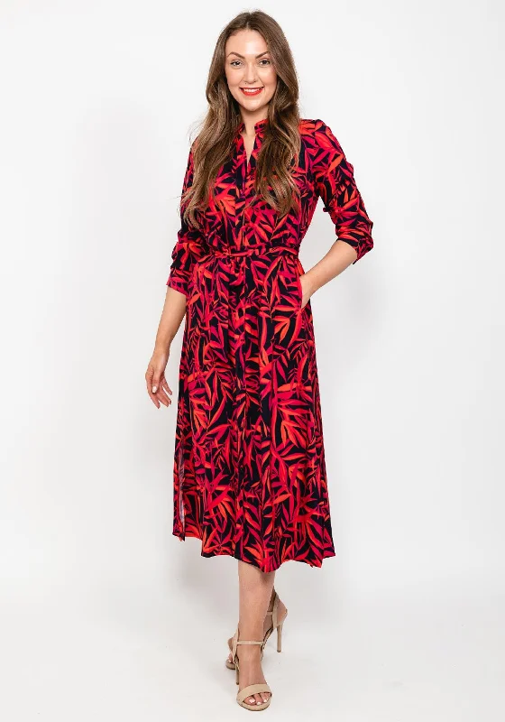 Kate & Pippa Capri Shirt Midi Dress, Black & RedSchool Dress