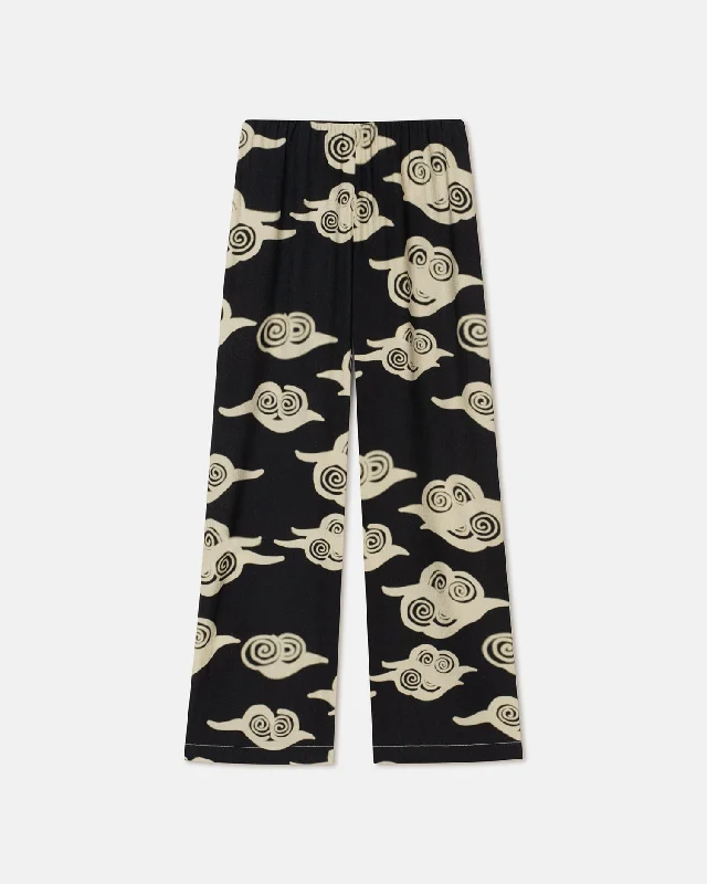 Brenda - Printed Crepe Pants - Cloud Black/CremeCamo Pants