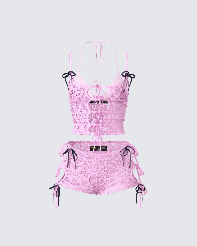 Halsey Pink Lace Set