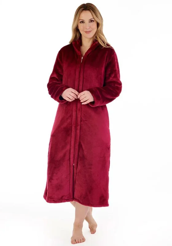 Slenderella Luxury Fleece Zip Dressing Gown, RaspberryVelvet Dress