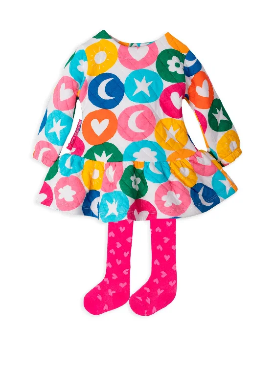 Agatha Ruiz De La Prada Quilted Dress and Tights, White MultiDenim Dress