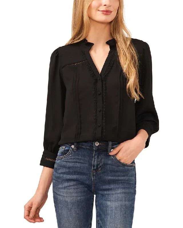 Thermal ShirtsCeCe Pintuck Detail Button-Down Blouse