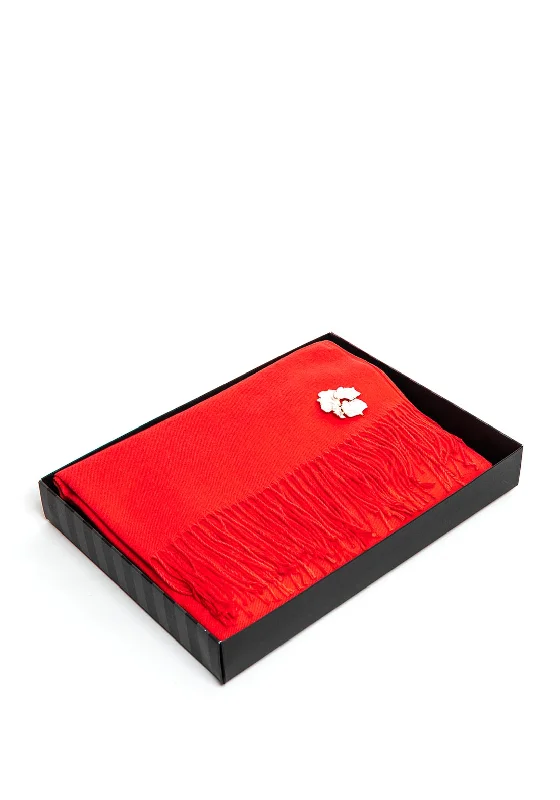 Serafina Collection Pashmina Brooch Gift Set, Coral