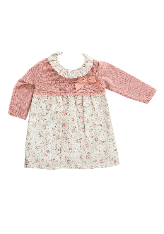 Sardon Baby Girls Knit Floral Dress, PinkInsulated Dress