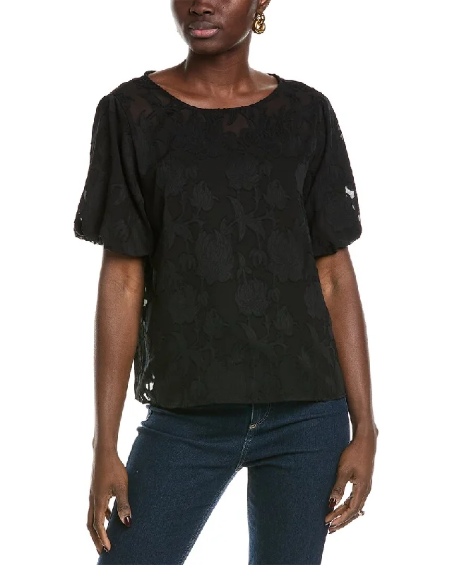 Luxury ShirtsVince Camuto Fil Coupe Burnout Blouse