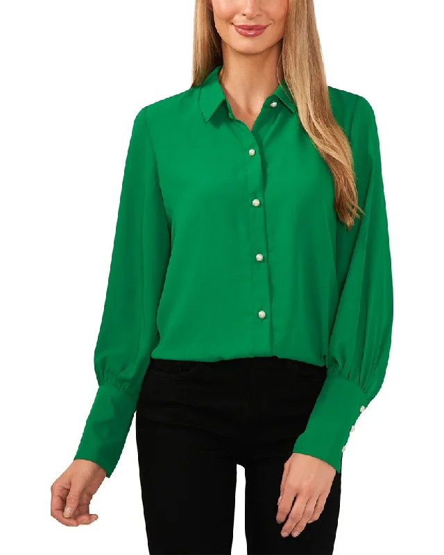 Athletic ShirtsCeCe Button-Down Collared Tall Cuff Blouse