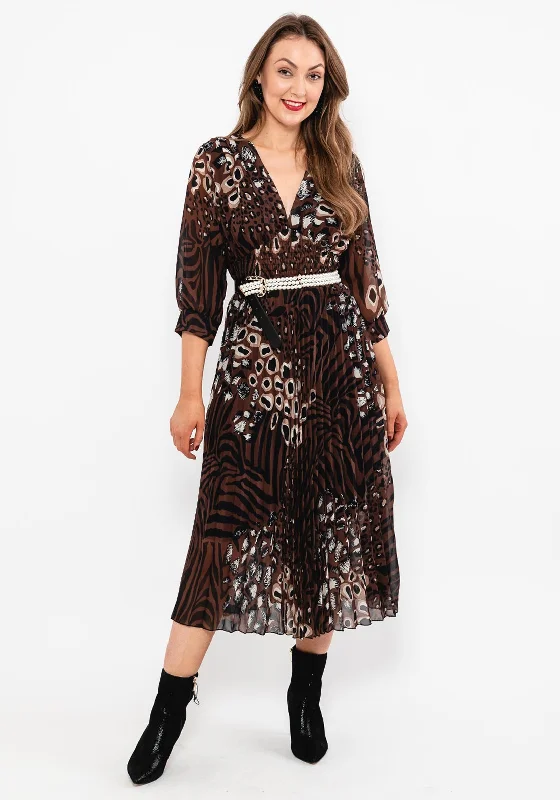 Seventy1 One Size Animal Print Dress, BrownPlaid Dress