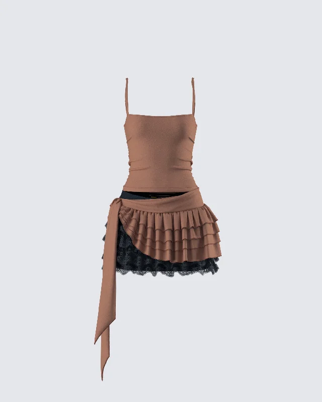 Dovie Cocoa Ruffle Set