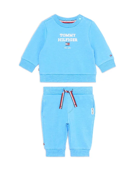 Tommy Hilfiger Baby Logo Sweatshirt and Jogger Set, Blue Spell