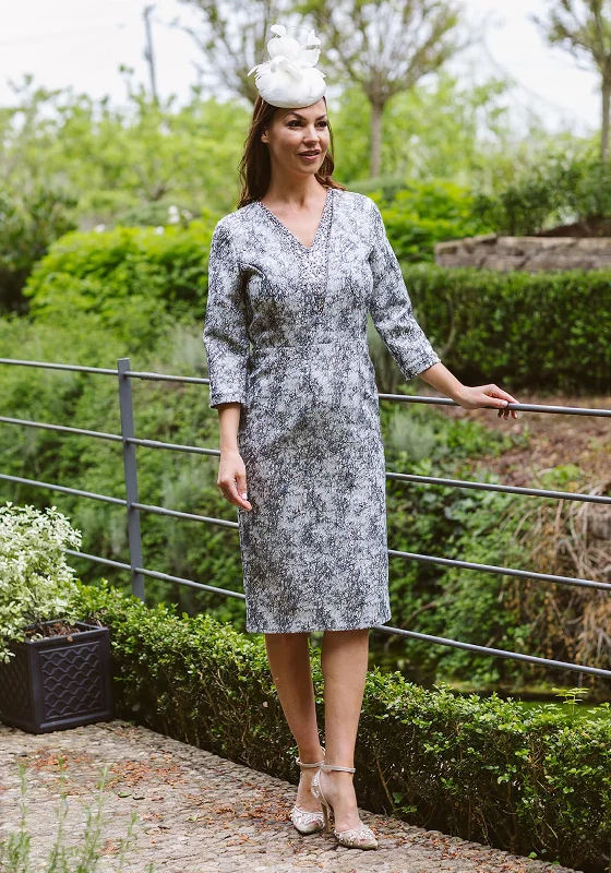 Lizabella Stunning Dress, Multi Grey, Silver & BlueKaftan Dress