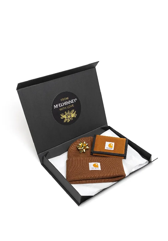 Carhartt WIP Beanie & Wallet Giftset, Brown