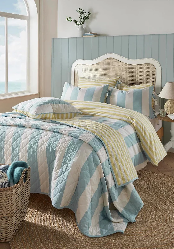 Laura Ashley Lille Printed Stripe Duvet Cover Set, Seaspray