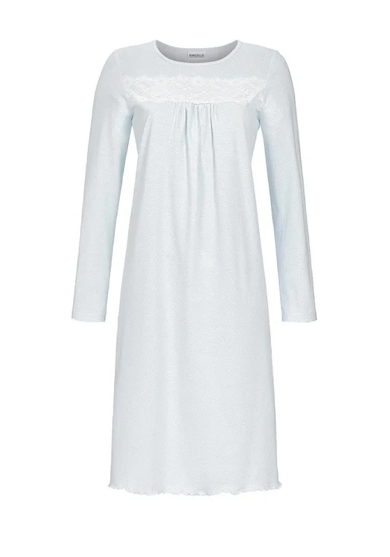 Ringella Lace Panel Cotton Nightdress, BlueWedding Dress