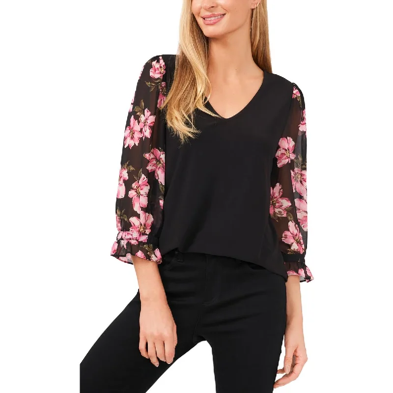 Layered ShirtsWomens Chiffon Floral Blouse