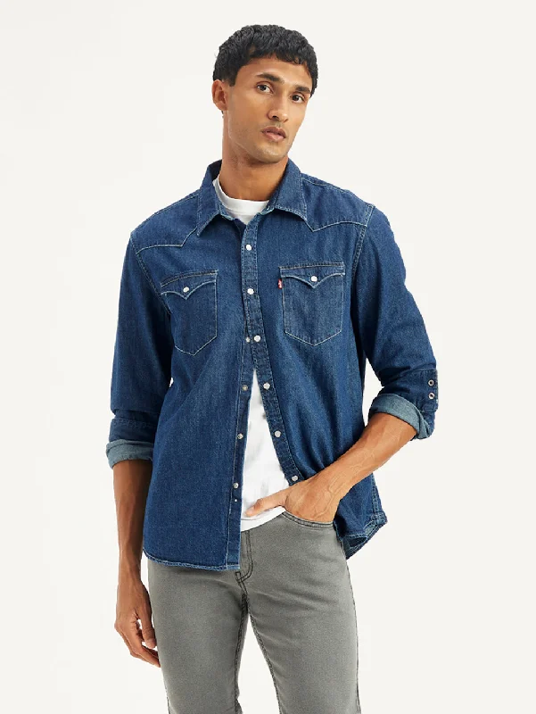 Men's Solid Regular Fit Denim ShirtDenim