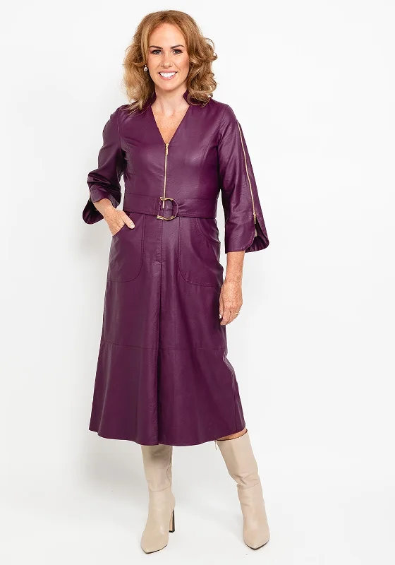 Camelot Faux Leather Midi Dress, PlumSilk Dress