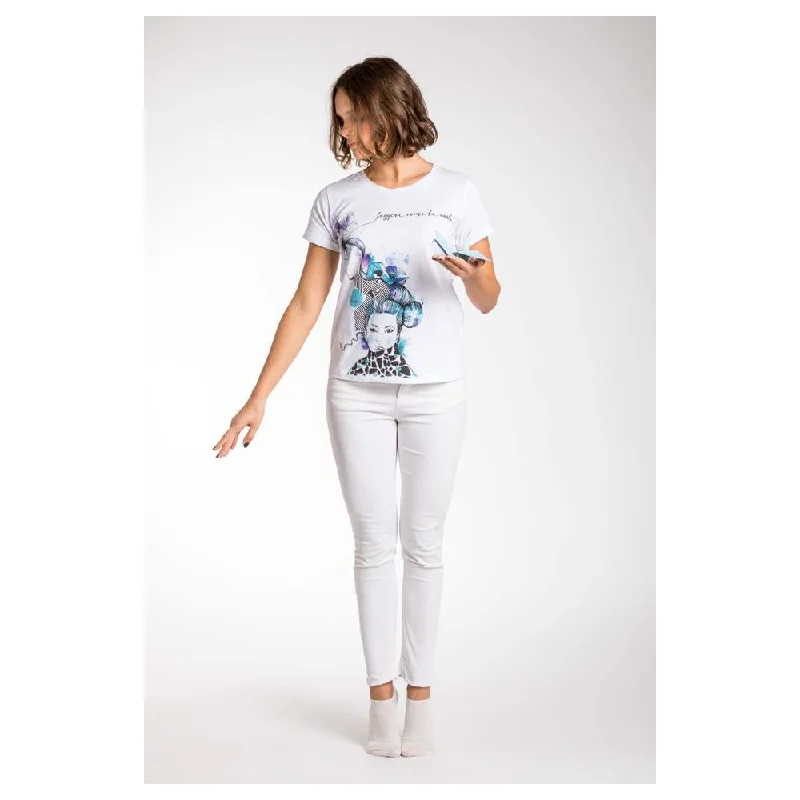 A.Tratti Chic White Stretch Viscose TeeLuxury T-Shirts