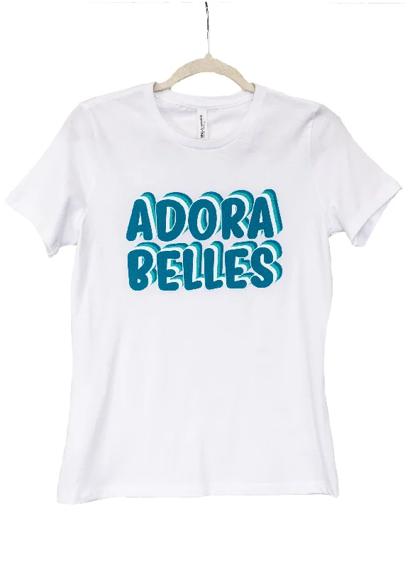 Adorabelles Logo Tee - White/TealEmbellished T-Shirts