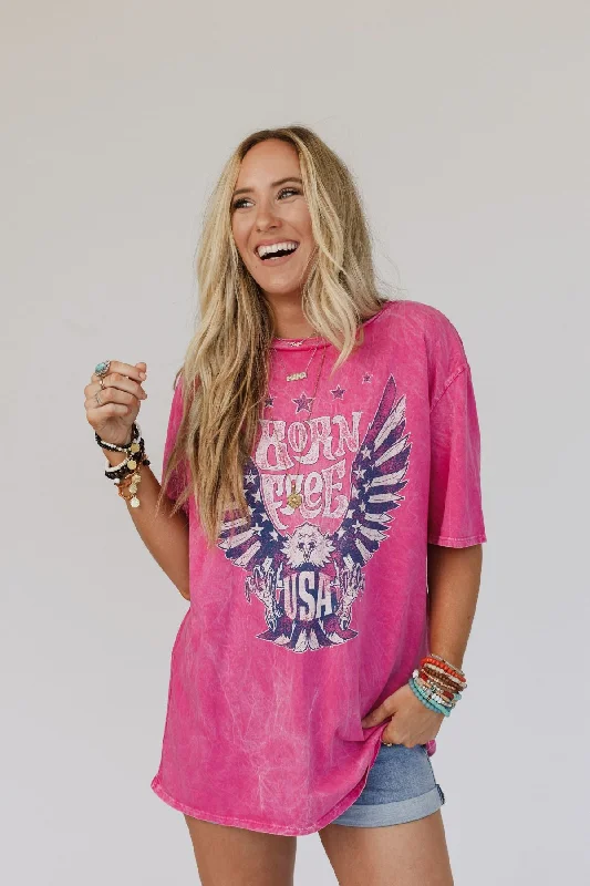 Born Free USA Graphic Tee - MagentaSheer T-Shirts