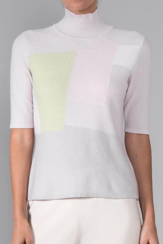 CASHMERE COLOR BLOCK MOCK TEETasseled T-Shirts