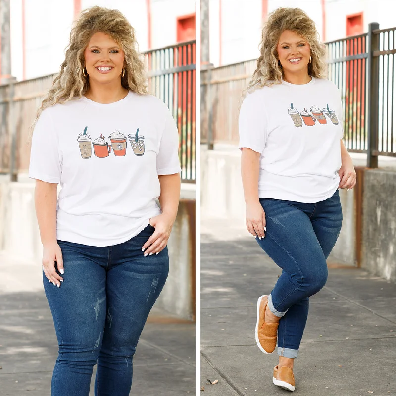 Cup Of Spice Tee, WhiteScoop Neck T-Shirts