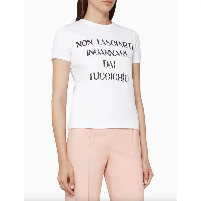 Elisabetta Franchi Elegant Rhinestone Studded Cotton TeeHigh-Fashion T-Shirts