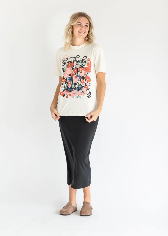 Give Thanks to Him Floral Graphic TeePrinted T-Shirts