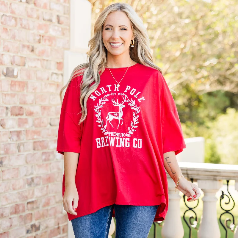 North Pole Brewing Boyfriend Tee, RedMetallic T-Shirts