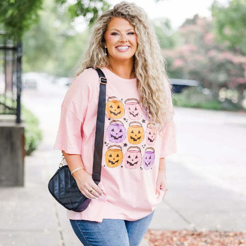 Only Treats Boyfriend Tee, Cream PinkStudded T-Shirts