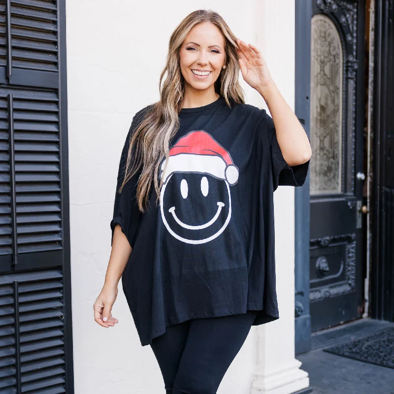 Remember To Smile Santa Boyfriend Tee, BlackArtist T-Shirts