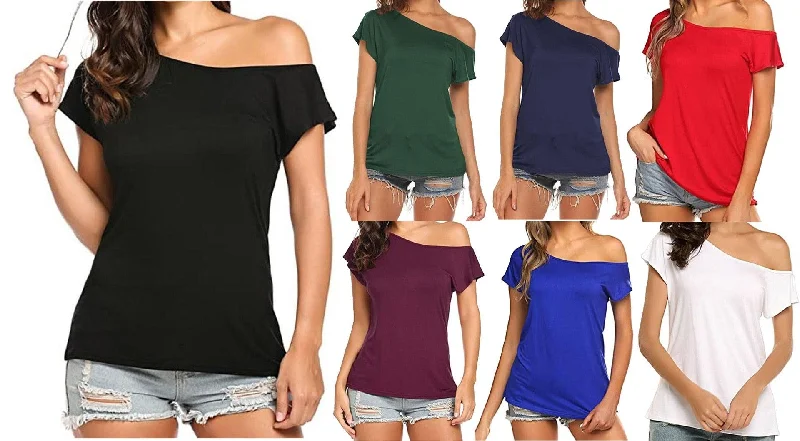 SEXY SHOULDER STYLE TEEZippered T-Shirts