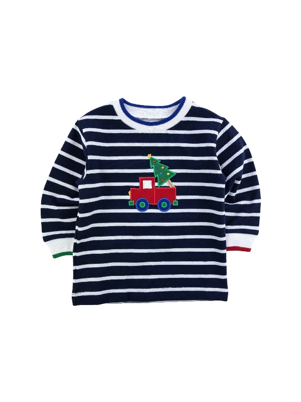 Stripe Tee with Christmas TruckGlitter T-Shirts