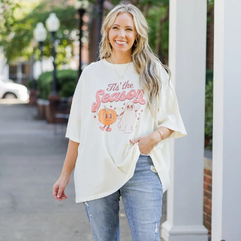 Tis The Spooky Season Boyfriend Tee, IvoryCropped T-Shirts