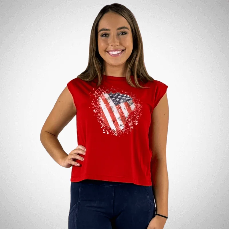 Distressed American Flag Muscle Tee Made in USAStreetwear T-Shirts